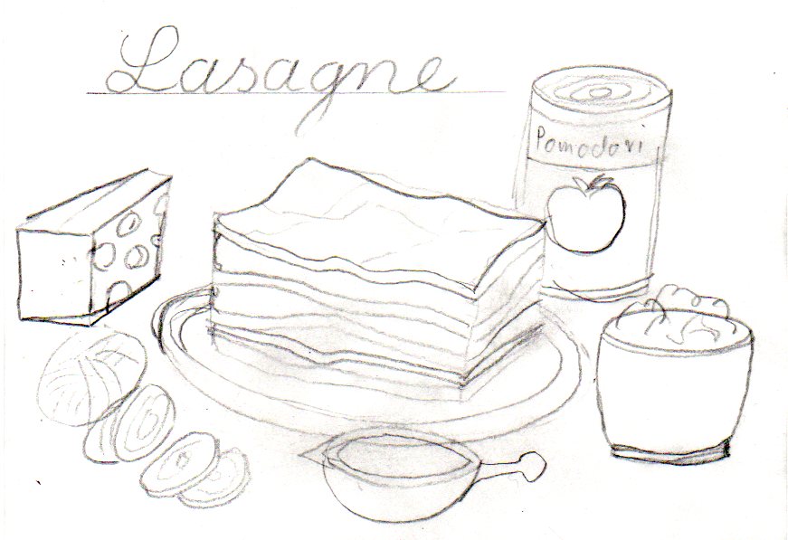lasagne bleistiftzeichnung