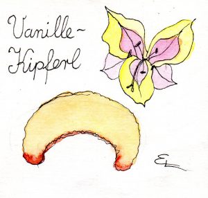 Handgemalte Illustration vanillekipferl