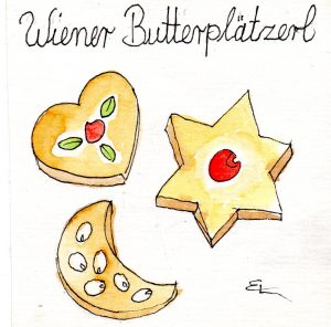 Handgemalte Illustration wiener-butterplaetzchen