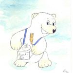 Handgemalte Illustration: Der kleine Eisbär Maximilian
