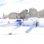 Blauer Schatten im Schnee