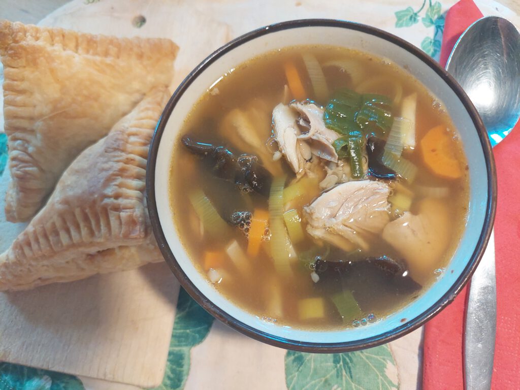 Chinesische Hühnersuppe mit Empanadas
